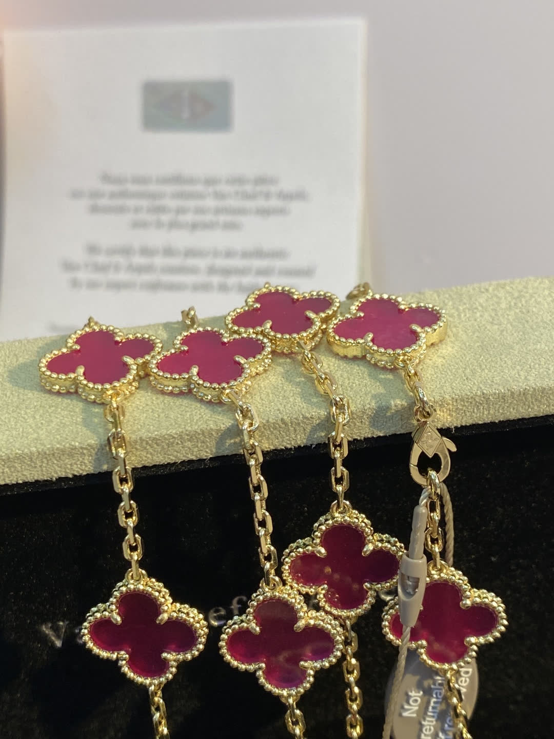 Van Cleef & Arpels Vintage Alhambra 18K Yellow Gold Ruby Necklace